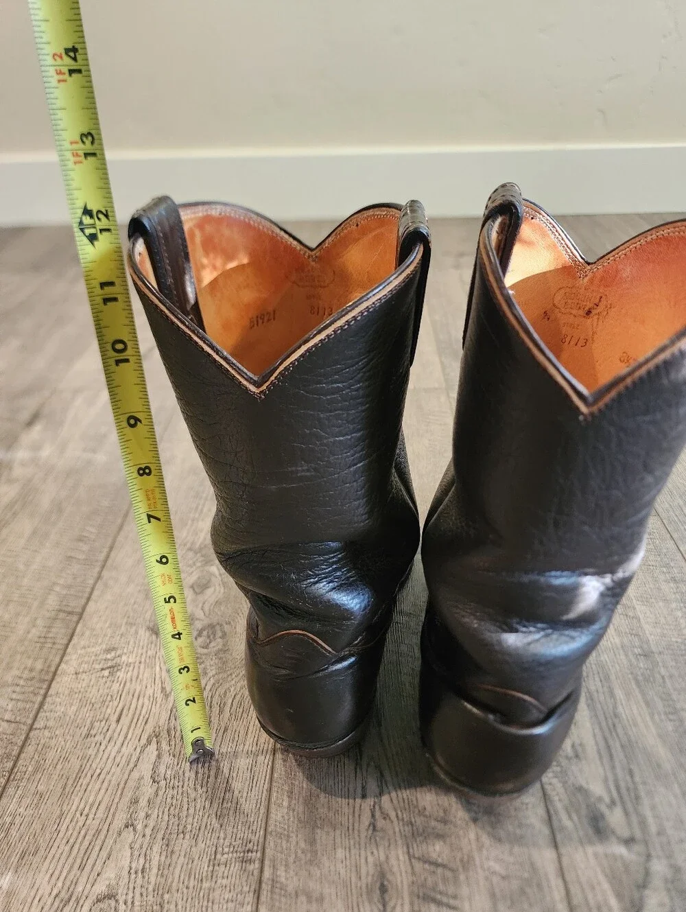 Vintage Nocona Mens Western Cowboy Boots Dark Brown Size 8 1/2 D Pull-On Tab